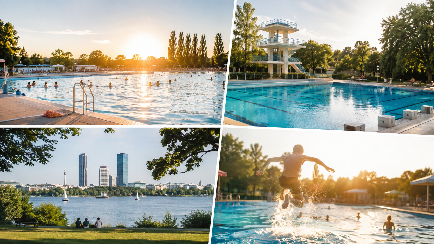 Freibäder Wien verlängern wegen der Hitze ihre Öffnungszeiten: Vier Standorte bleiben bis 16. August bis 20 Uhr zum Baden offen. Alle Bäder, Zeiten, Regeln und wichtige Hinweise im Überblick.