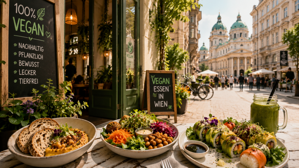 Vegan essen in Wien 2026: Zehn Restaurants mit Adressen, Preisen, Bewertungen und Küchenprofilen – von Fine Dining bei JOLA bis zu asiatischer Küche, Buffet, Brunch und Wiener Klassikern.