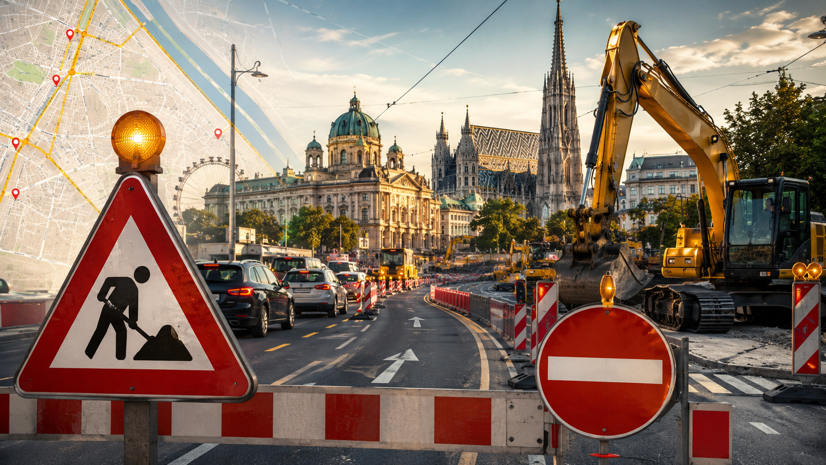 Baustellen & Sperren in Wien am 7. August 2026: aktuelle Engstellen am Ring, Karlsplatz, Gürtel, Hadikgasse und auf A4 sowie A21, Termine, Umleitungen und Tipps für Autofahrer.
