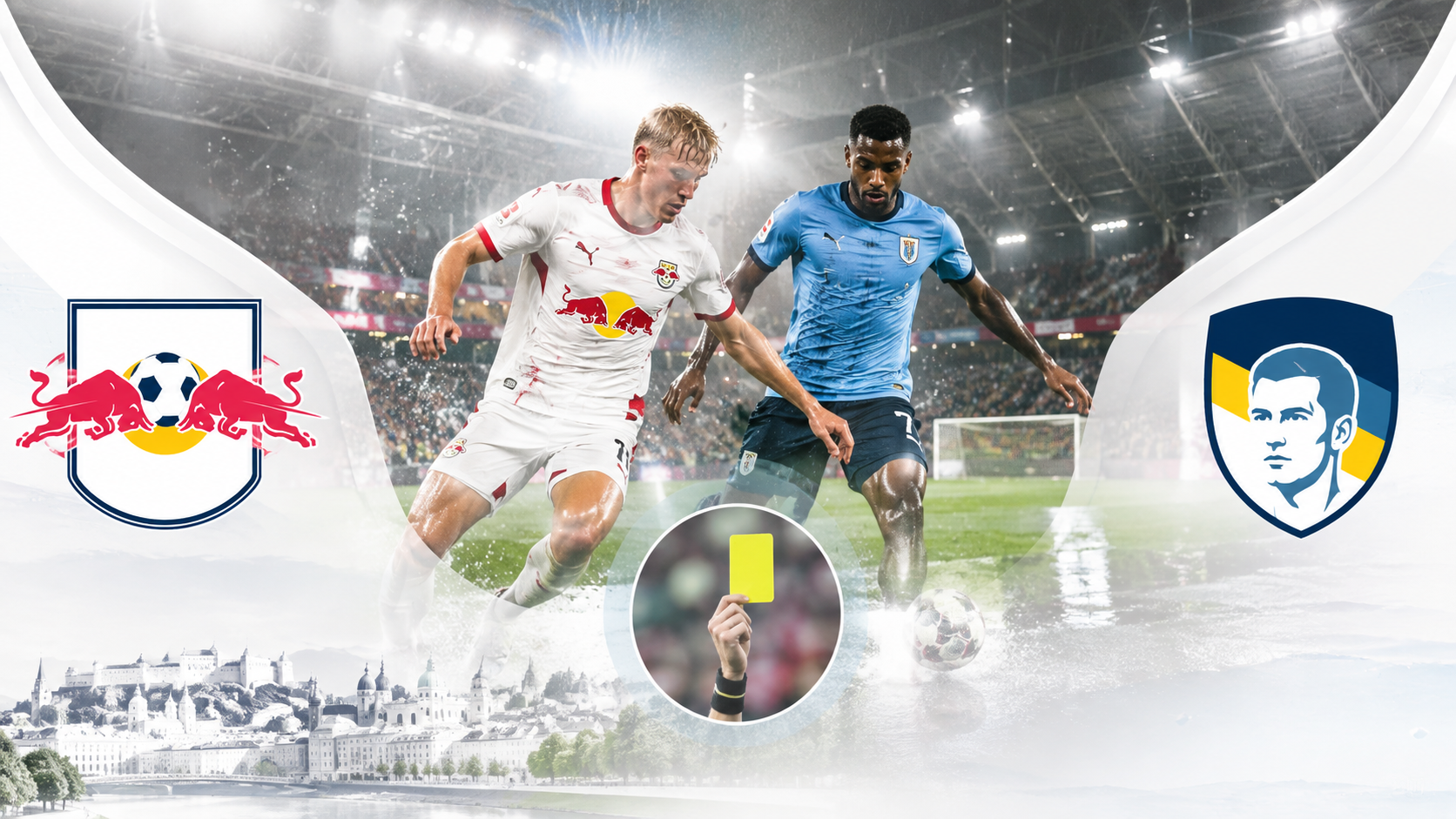 Red Bull Salzburg trifft in der Europa League auf Pafos FC. Starkregen stoppt das Spiel fast zwei Stunden. David Luiz sieht Gelb, nach 59 Minuten steht es in Salzburg weiterhin 0:0.
