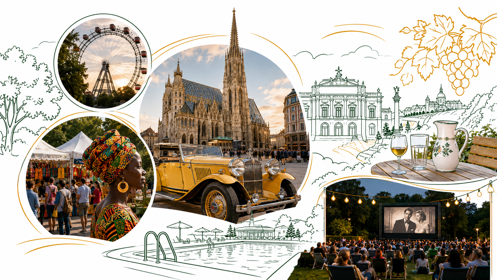 Wien am Wochenende 22./23. August 2026: Vienna Classic Days, Afrika-Tage, Heurige, Bäder und Open-Air-Kino. Die besten Events mit Terminen, Orten, Preisen und praktischen Tipps für Wien.