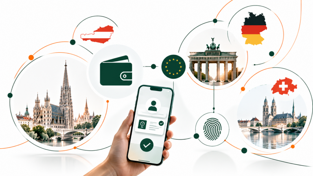 Wie digitale Identität in Österreich, Deutschland und der Schweiz funktioniert: ID Austria, EUDI-Wallet und Schweizer e-ID, aktuelle Termine, Unterschiede, Sicherheit und Nutzung.