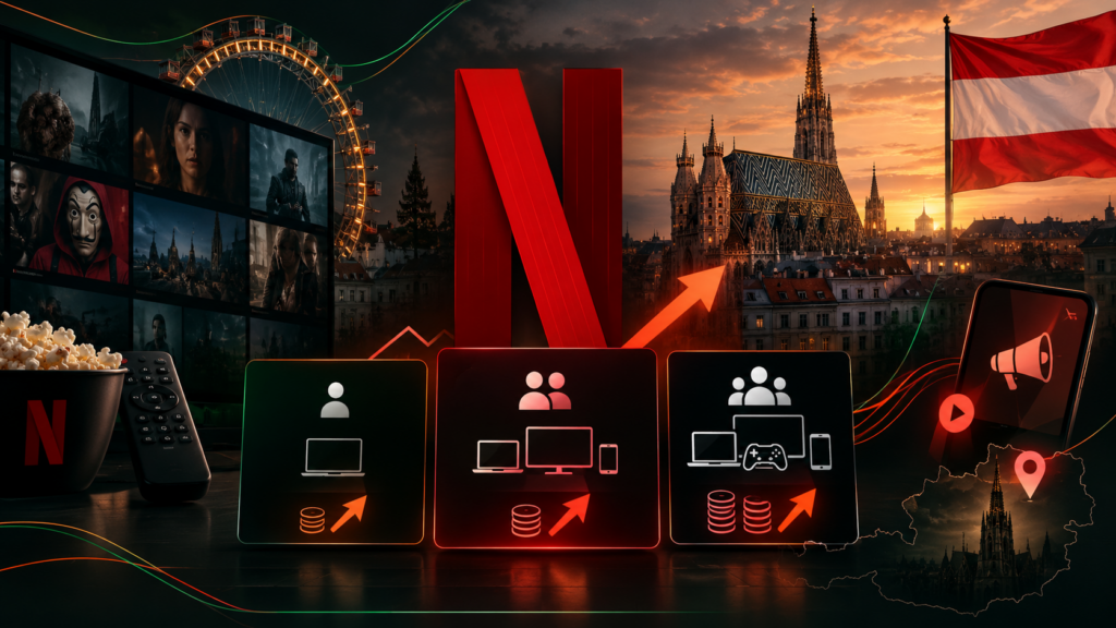 Netflix Preiserhöhung in Österreich: Basis kostet 10,99 Euro, Standard 15,99 Euro und Premium 21,99 Euro. Was sich 2026 in Wien ändert, wann Werbung kommt und was Kunden wissen müssen.