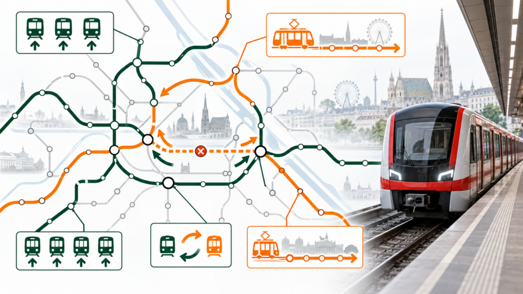 Was ändert die S-Bahn-Sperre Wien ab 7. September? U1, U2, U4 und U6 fahren öfter, Linie 18 wird verlängert. Alle neuen Öffi-Routen, Intervalle und Umstiege in Wien.