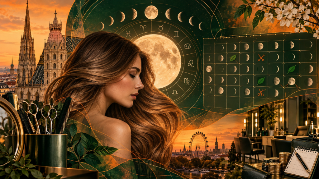 Mondkalender Haare schneiden September 2026 für Wien: günstige und ungünstige Tage, Mondphasen in MESZ, Tierkreiszeichen, eine Tabelle für alle 30 Tage sowie aktuelle Friseurpreise und Terminplanung.